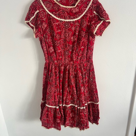 Vintage 1960s Kate Schorer Red Bandana Americana Print Dress - Picture 5 of 6